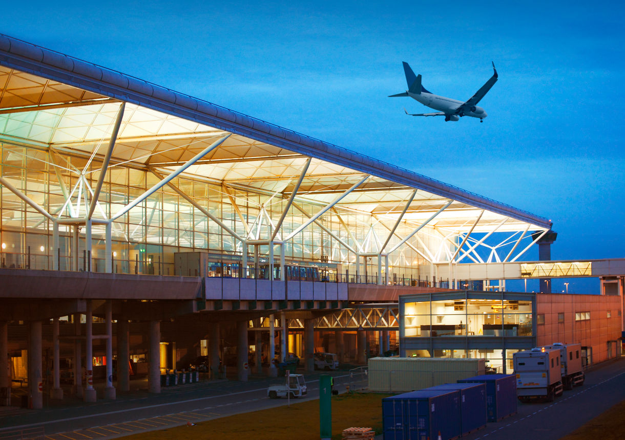 Plane over terminal